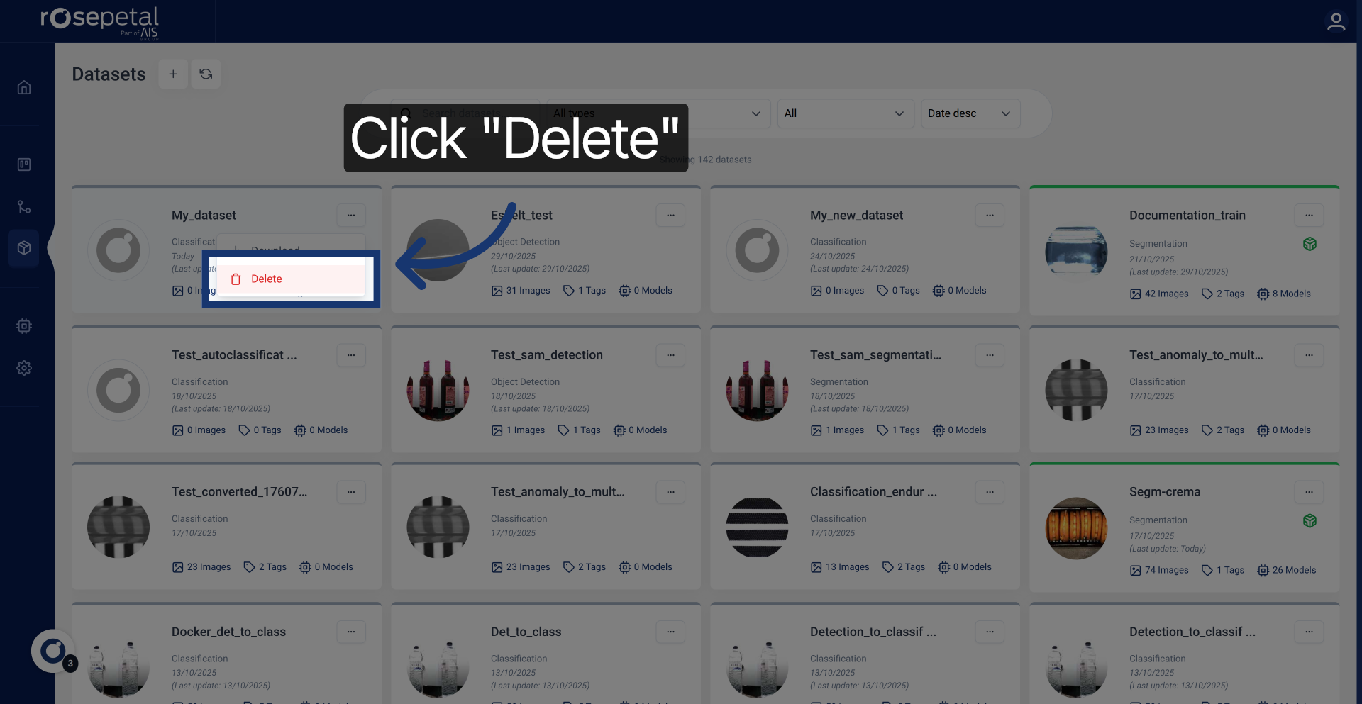 Select Delete Option