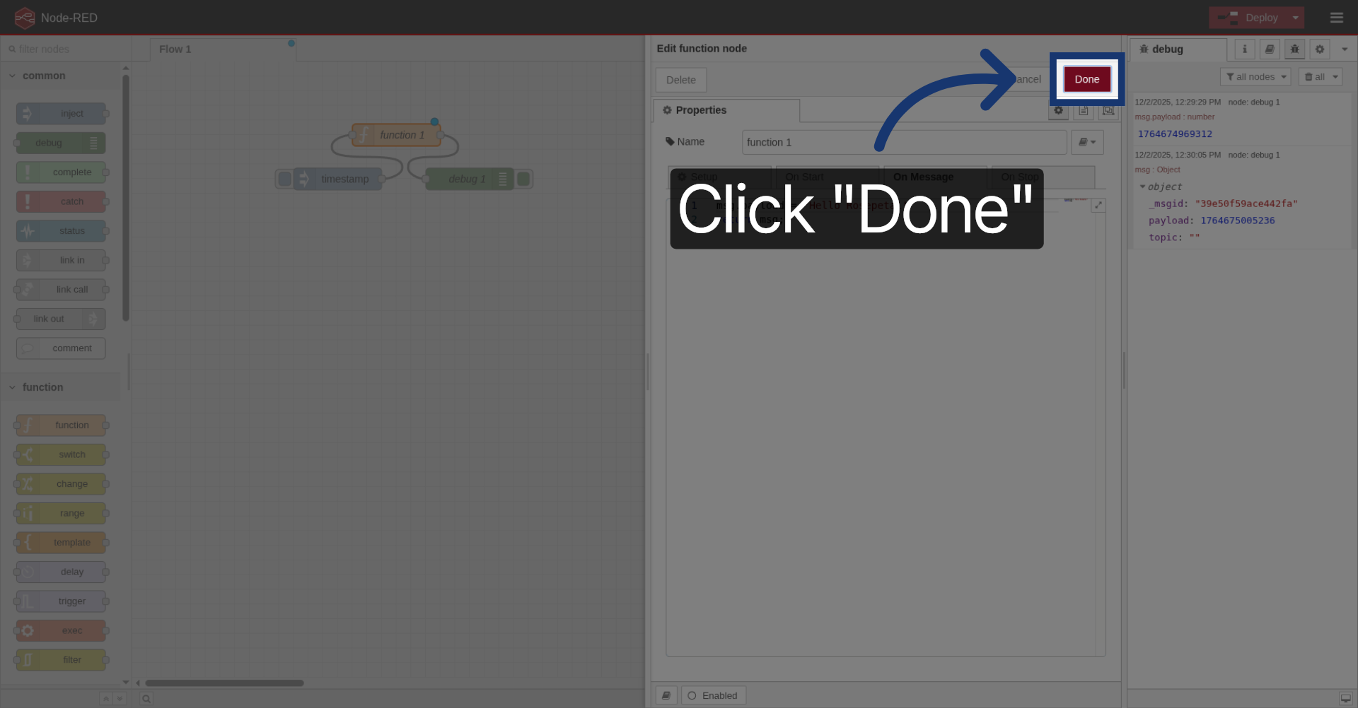 Confirm Function Node Changes