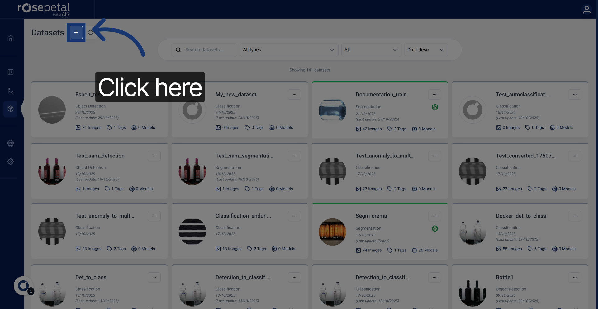 Open Dataset Creation Menu