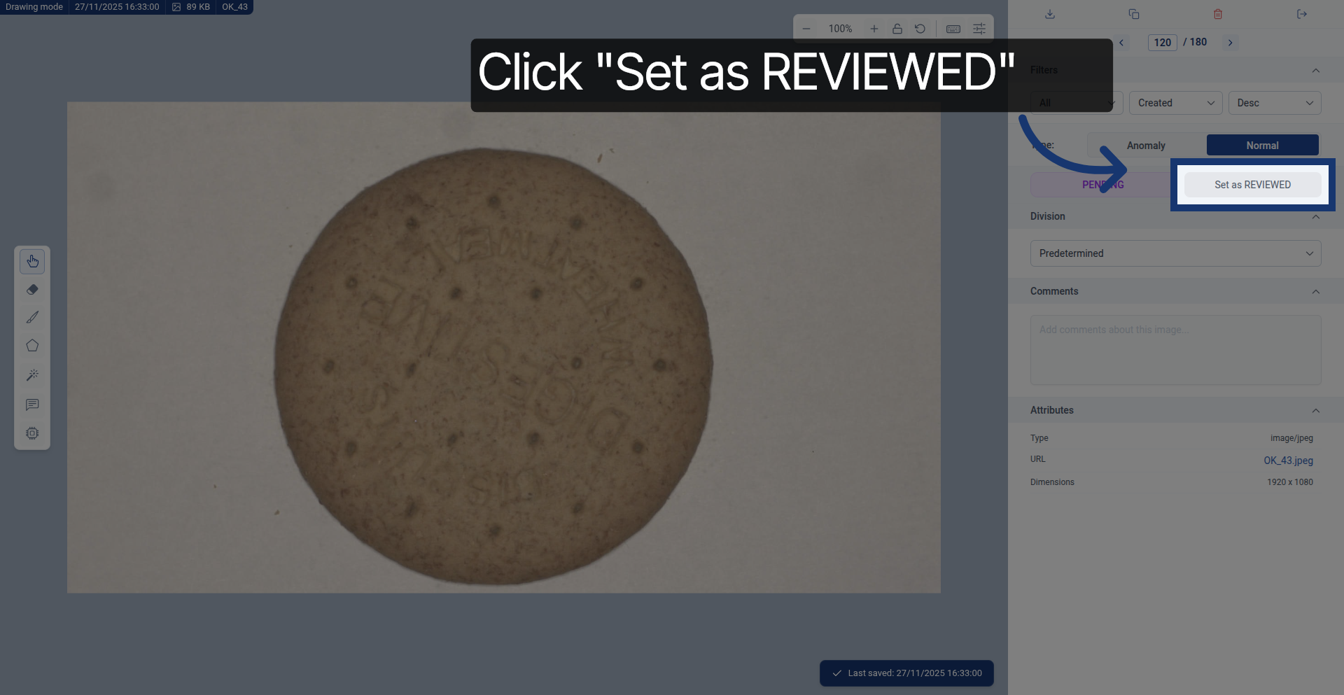 Set as REVIEWED