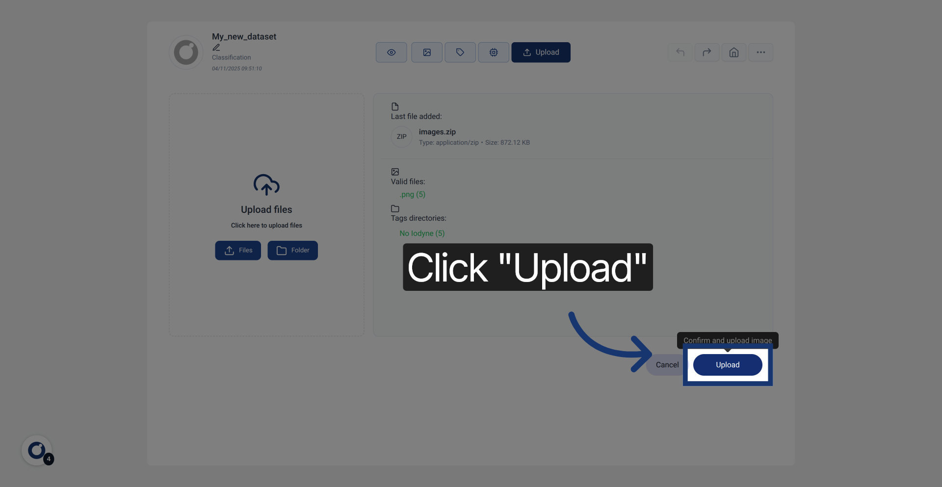 Click Upload To Start