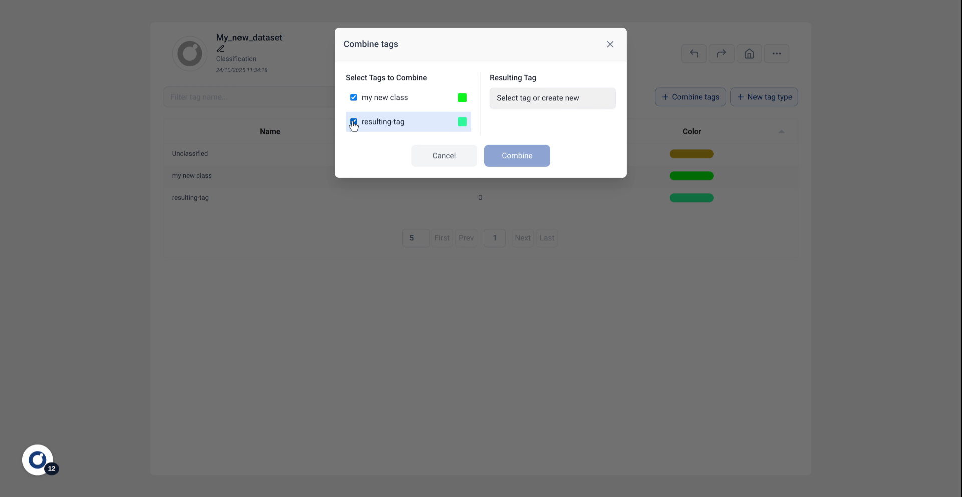Confirm Tag Selection